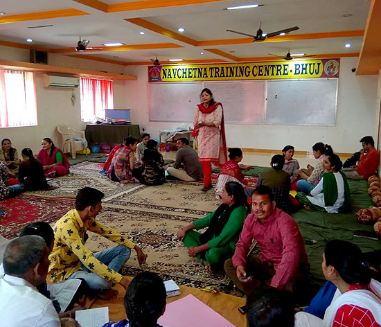 CSPC’s facilitators conduct a session on menstrual hygiene management (MHM) with men and women in Bhuj, in Gujarat’s Kutch district CSPC’s facilitators conduct a session on menstrual hygiene management (MHM) with men and women in Bhuj, in Gujarat’s Kutch district